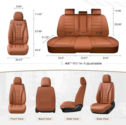 Coverado Car Seat Covers Full Set, Seat Covers for Cars, Front Seat Covers and Back Seat Cover Waterproof Leather Automotive Seat Cover, Universal Car Interior Protectors Cushion for Most Cars