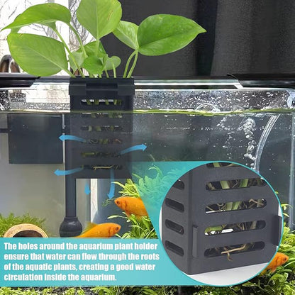 2 Pcs Aquarium Plant Holder, Fish Tank Plant Holder with Hooks and Suction Cups, Aquarium Planter Cups for Emersed Plants, Suitable for Aquatic Plant Cultivation and Water Feature Decoration.