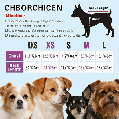 CHBORCHICEN Pet Dog Sweaters Classic Knitwear Turtleneck Winter Warm Puppy Clothing Cute Strawberry and Heart Doggie Sweater (Pink, XX-Small)