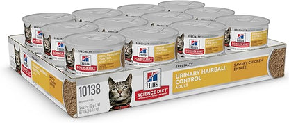 Hill's Science Diet Adult Urinary & Hairball Control Wet Cat Food, Chicken Minced, 2.9 oz. Cans, 24-Pack