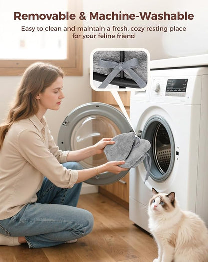 Cat Desk Bed, 360°Rotation & Height Adjustable Cat Bed for Desk Holds up to 40lbs, Machine-Washable Plush Cover