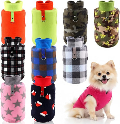 Reginary 10 Pack Medium Dog Sweaters Fleece Pet Dog Clothes with Leash Ring Soft Warm Winter Puppy Plaid Shirt(Bright)