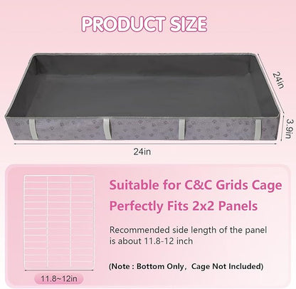 Funfurry Waterproof Guinea Pig Cage Liner,Washable Tarp Bottom Base,Cage Liners for Small Animals,Hamster Chinchilla Hedgehog Ferret Rabbit. (Dark Grey-Paw, 24" X 24")