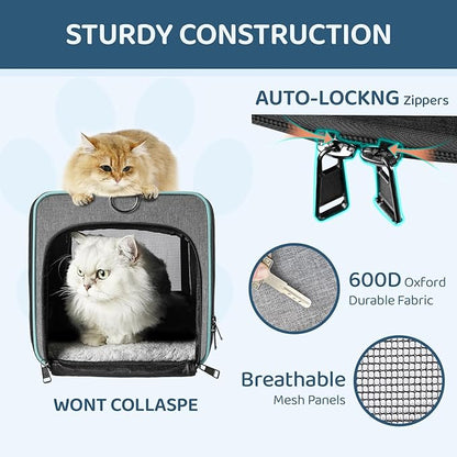 GAPZER Soft-Sided Pet Carrier for Air Travel 18x11x11 Inch - Underseat Cabin Carry Bag for Small Cats & Dogs Under 15 lbs