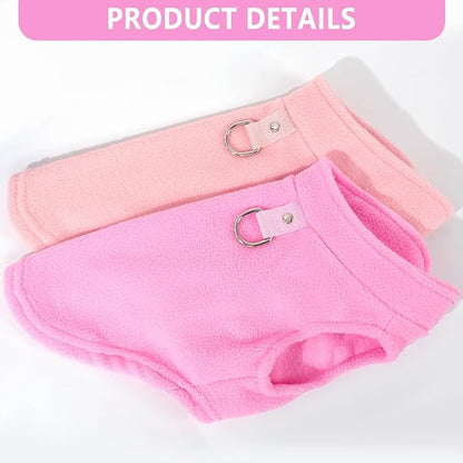 2 Pack Dog Sweater with Leash Ring Winter Warm Pet Sweater Thick Clothes Coat Fleece Dog Sweaters for Small Dogs Girl Boy for Chihuahua, French Bulldog, Dachshund,Small(4-6lbs)