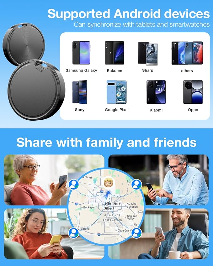 Air Tags for Android,Air Tags-2 Pack Android,Air Tracker Tags,2 Year Battery Life,Google Find Trackers for Google'S Find Hub App,IP65 Waterproof Luggage Tracker Tags for Keys