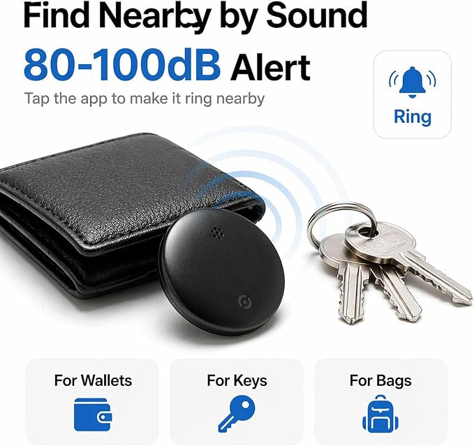 GPS Tracker for Vehicles No Subscription, iOS & Android Dual System | Precise Location Car Tracker Tag, IP66 Waterproof Bluetooth Tracker Device for Key, Luggage, Wallet, Kid and Pet (4 Pack)