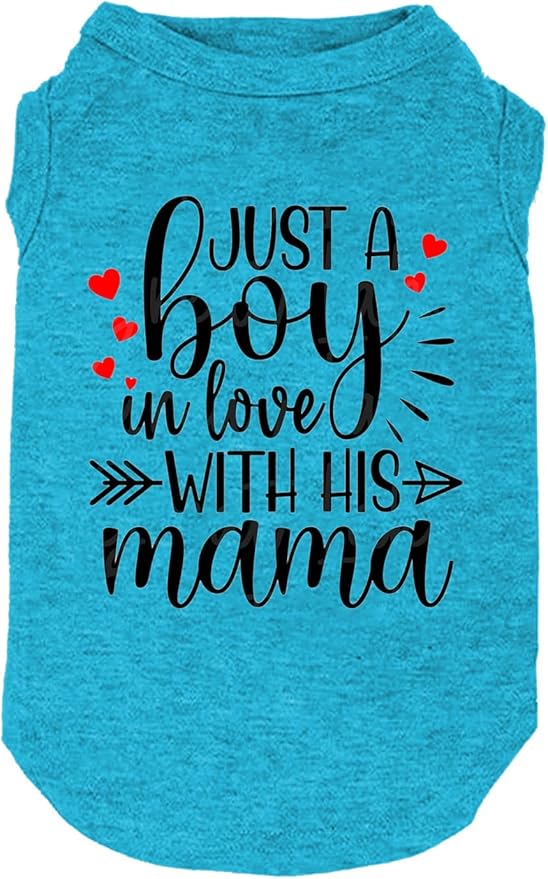 Dog Clothes Just a Boy in Love with Mama Shirts Pet Supplies Vest Small Medium Large Dog Apparel (Boy-Blue,Medium)