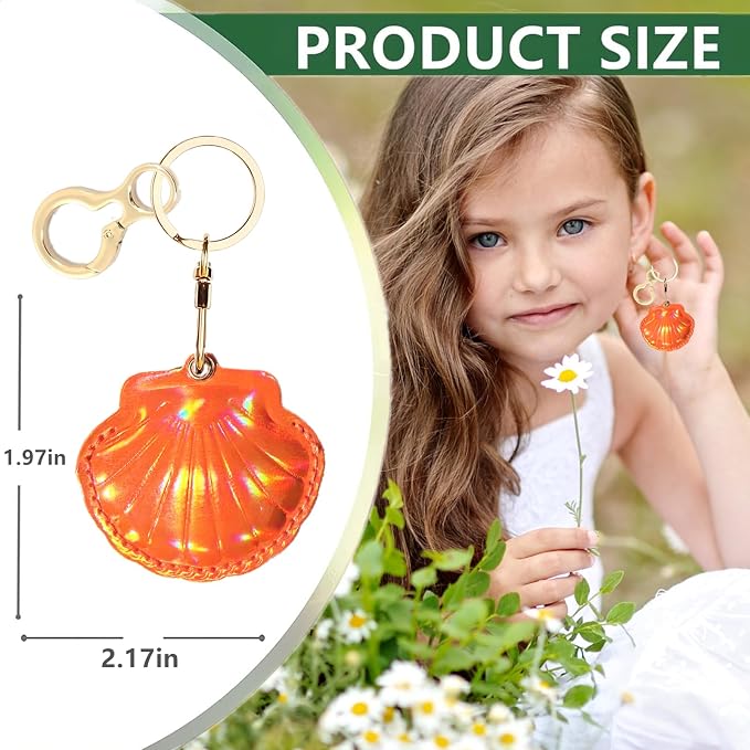 Leather Keychain Holder Case Compatible with AirTag,Cute Protective Bright Cover with Keyring,Anti-Scratch Finder GPS Tracker Case for Wallet Keys,Bag,Pets,Backpack(Orange)