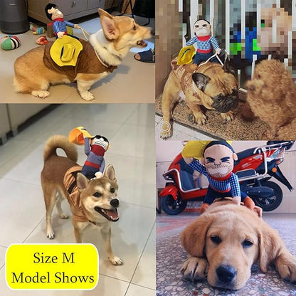SEIS Pet Riding Costume Novelty Pet Supplies Cowboy Rider Horse Riding Designed Dog Apparel Party Dressing up Clothing Halloween (M)