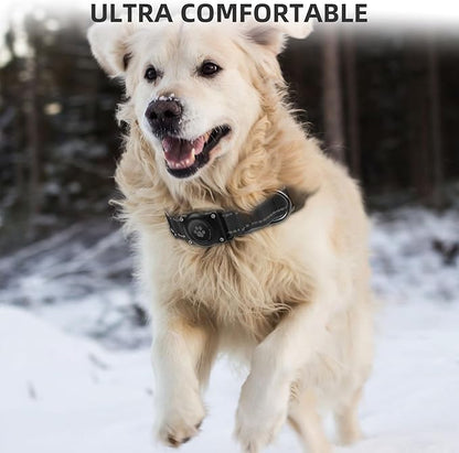 AirTag Dog Collar, IP68 Waterproof Air Tag Dog Collar Holder, Reflective, Ultra-Durable, Comfortable Padded, Heavy Duty Dog Collars for Small Medium Large Dogs (Ebony, S)