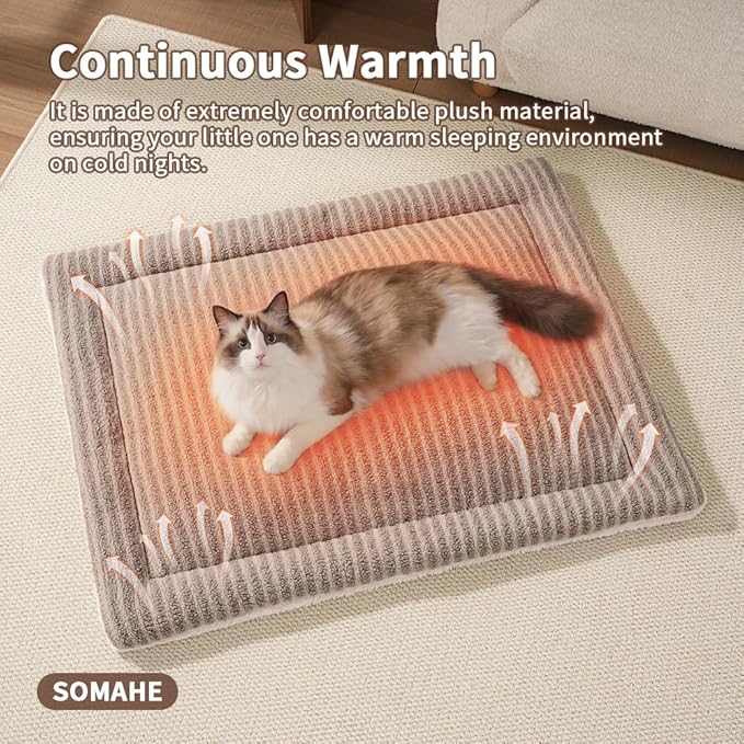 Self-Warming Cat Bed Pad, Reversible & Ultra Soft Pet Mat for Crates, Kennels, Sofas & Furniture, Machine Washable, Durable for Dogs and Cats, 23x15 Inch Apricot