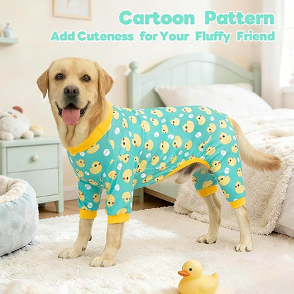 XPUDAC 4 Pieces Dog Pajamas for Large Dogs Pjs Clothes Puppy Onesies for Doggie Duck Shirts Sleeper for Pet Cats Jammies-5XL