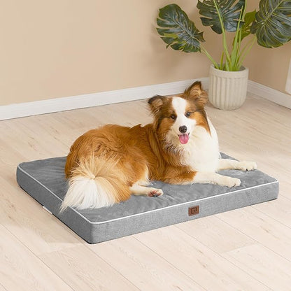 EHEYCIGA Orthopedic Dog Bed Waterproof 47"x29", Memory Foam Pet Bed for XXLarge Dog Bed, Washable Pet Mat with Removable Cover, Grey
