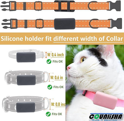 2 Pack Silicone Holder Compatible for Tractive cat Mini Tracker,Rubber Accessories Cover tag,Secure Sturdy GPS Finder Case for Dog Pet Collar (Black,Pink)