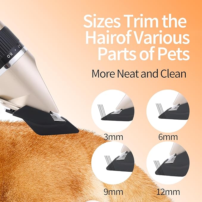 Aovdy Dog Clippers Grooming Kit, Low Noise with Rechargeable, Pet Shaver Cordless Electric Quiet Hair Thick Coats Clippers Trimmers Set for Dogs Cats Rabbit Pets (Gold)