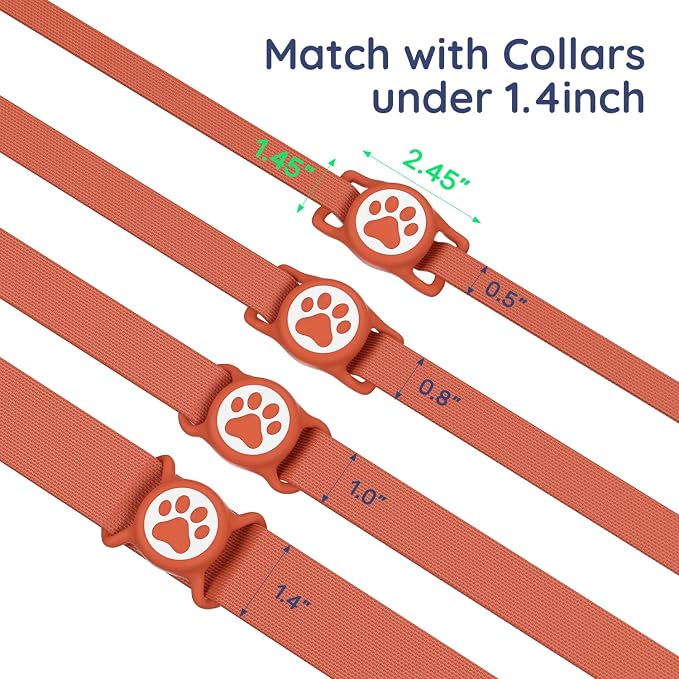 IP68 Waterproof Dog AirTag Holder for Dog Collar, Soft, Stretchy Silicone | Full-Body Protection, Easy Tool-Free Installation, Quiet, No-Dangle Fit, Lightweight, Fits Dog & Cat Collars of All Widths