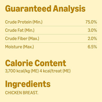 Amazon Basics Dog Treats Freeze Dried Raw Single Ingredient Chicken Breast, High Protein, Healthy Training Treats or Meal Topper for All Dogs, Grain-Free, 3 Oz (Previously Wag) (Pack of 2)