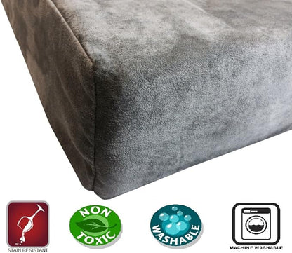 Dogbed4less Orthopedic Gel Infused Memory Foam Dog Bed with Washable Suede Gray Cover and Waterproof Internal Liner, Medium Large