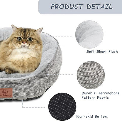 WINDRACING Cat Beds for Indoor Cats, Dog Bed for Small Dogs Breeds, Soft Kennel Bed, Comfy Durable Pet Sleeping Bed, Washable Roun Cat Bed & Non-Slip Bottom, Size 21" L x 18" W x 7" Th