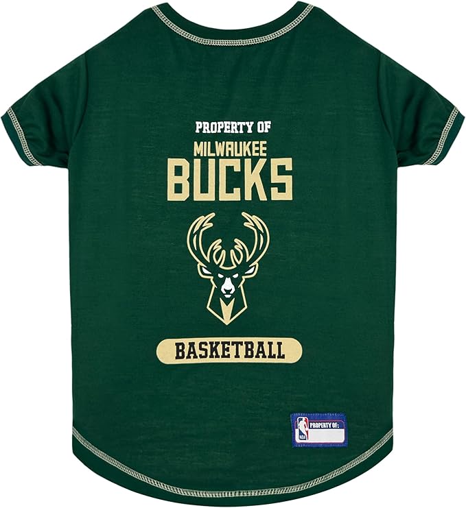 Pets First Cute Dog T-Shirt, X-Small - NBA Milwaukee Bucks Dog & Cat Shirt with Basketbal Team Logo. A Comfortable & Fashionable Yet Durable Pet Outfit, Sporty Dog Shirt