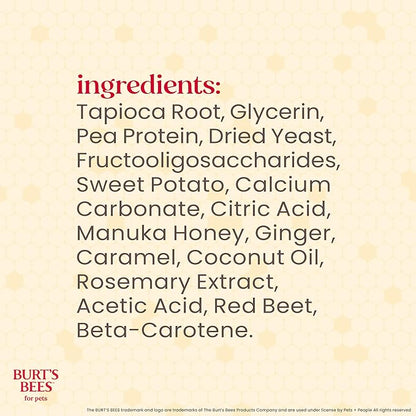 BURT'S BEES FOR PETS Dental Treats for Dogs with Manuka Honey & Ginger, Holistic, Plant-Based Oral Care, 98% Natural Origin Formulas, Sweet Potato Flavor, Dog Treats Medium Dogs, Sz Md/Lg 5ct, 7 oz
