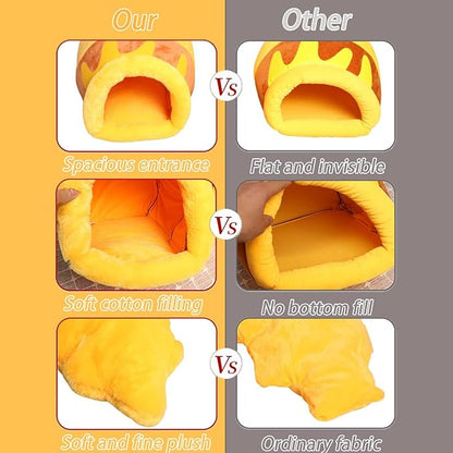 Honey Pot Cat Cave Bed, Soft and Thick Rebound Sponge Pet Nest with Removable & Washable Cushion, Cute Cartoon Design for Small Cats and Breeds