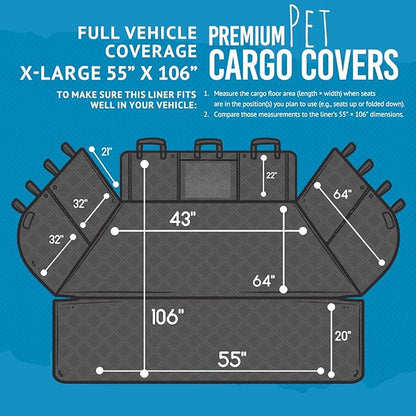 Bulldogology Cargo Mesh SUV Cargo Liner for Dogs – Waterproof Heavy Duty Pet Trunk Protector, 55″ x 106″ with Mesh Window & 60/40 Split Fit (XL, Black)