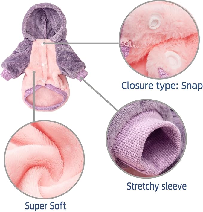 FabriCastle Dog Hooded Sweater, Dog Clothes for XXS XS Small Dogs Girl & Cats, Soft and Warm Pet Coat, Winter Pet Jacket, Doggy Apparel Costumes, Puppy Outfits Snap On Hoodies (Pink Body, Medium)