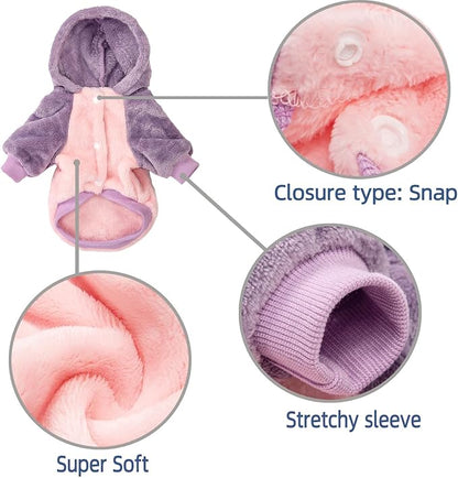 FabriCastle Dog Hooded Sweater, Dog Clothes for XXS XS Small Dogs Girl & Cats, Soft and Warm Pet Coat, Winter Pet Jacket, Doggy Apparel Costumes, Puppy Outfits Snap On Hoodies (Pink Body, Medium)