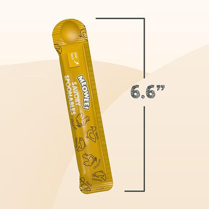 MEOWEE! Savory Spoonables with Real Chicken, Salmon and Duck for Cats, 8 Count, Treat Your Cat to Triple Flavor Squeezable Lickable Wet Treats with Built-in Spoon for Less Mess