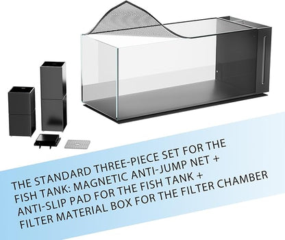 Allcolor Ultra Clear Rimless Aquarium Tank gallons Low Iron Glass Side Filtration + Anti-Jumping net (50Gal)