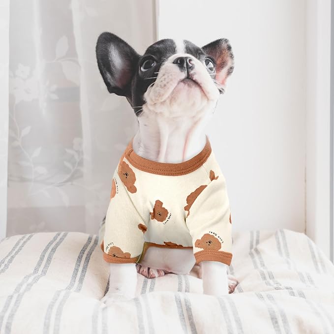 Dog Pajamas Small Sized Dog Onesie Clothes Soft Stretchy Puppy Pajamas for Small Dogs Cats Girl Pet Costume Cute Bear Printed Pjs Outifts French Bulldog Chihuahua Doggie Clothing