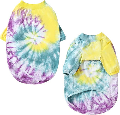 Dog Cotton Colorful Purple Yellow T-Shirts Soft and Stretchy Dog Shirt Pajamas Pets Clothes for Large Dogs(XL Purple)