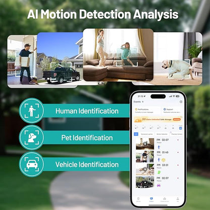 2K Window Security Camera - 4 Pack, Color Night Vision, 5G & 2.4GHz WiFi, AI Motion/Human Detection, Real-time Alarm, 2-Way Audio, Alexa, 24/7 Recording, Easy Install