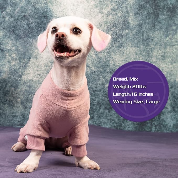 cyeollo Dog Pajamas Thermal Fleece Dog Coat Pjs Stretchable Jumpsuit Turtleneck Warm Winter Pet Coats Doggie Clothes Outfits for Small Dogs, Pink L