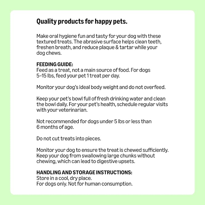 Amazon Basics Dental Dog Treats to Help Clean Teeth & Freshen Breath for Tiny Dogs, Unflavored, Per Pack: 130 Count, 2.25 pounds (Previously Wag)