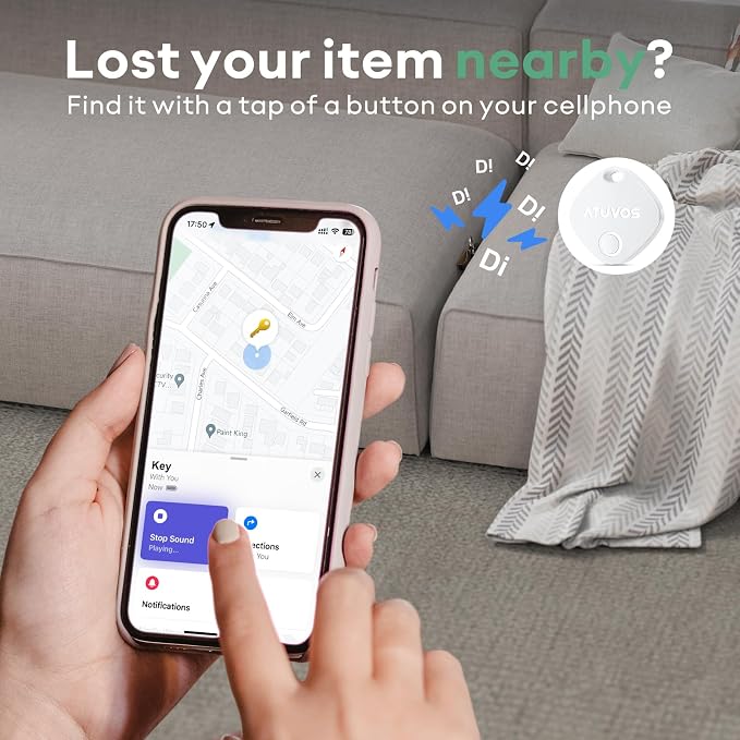 ATUVOS Luggage Tracker, Key Finder, Bluetooth Tracker Pairs with Apple Find My (iOS Only), Item Locator for Bags, Wallets, Keys, Waterproof IP67, Anti-Lost 2 Pack, White