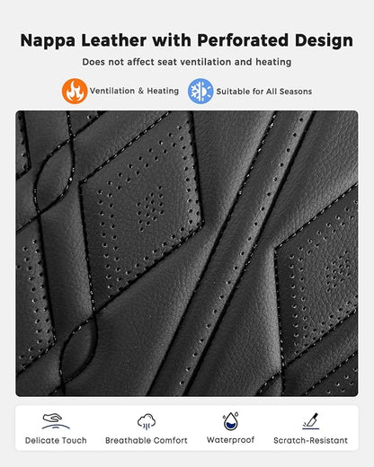 Huidasource Leather Back Row Seat Covers, Waterproof Rear Split Bench Car Seat Covers, Vehicle Seat Cushion Cover Protector Universal Fit for Most Cars Sedan SUV Pickup Truck(Back Row/Black)