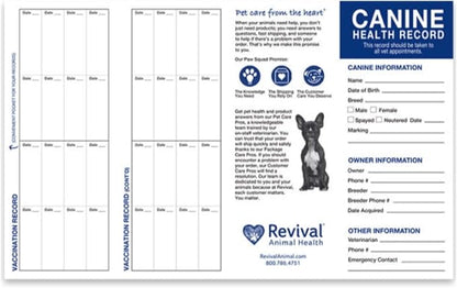 Revival Animal Health, Dog Health Record Booklets, Track Vaccinations, Exams, Deworming & Treatments – Veterinary Record Keeper, Customizable & Compact Format for Pet Owners, Shelters & Vets, 25 Pack