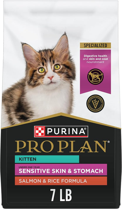 Purina Pro Plan Sensitive Skin and Stomach Kitten Food Salmon and Rice Formula - 7 lb.