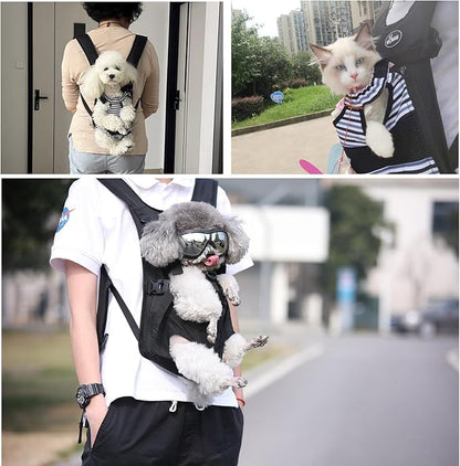 Wakytu Pet Carrier Backpack, Pet Front Dog Carrier Backpacks, Adjustable Pet Front Cat Dog Carrier Backpack Travel Bag, Legs Out, Easy-Fit for Traveling Hiking Camping for Small Cats Dogs