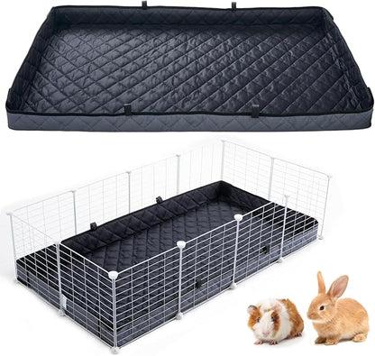 FunFurry Quilted Guinea Pig Cage Liner, Reversible & Absorbent Bottom Base, Cage Liners for Small Animals, Hamster Chinchilla Hedgehog Ferret Rabbit. (Dark Grey-Quilted, 24" X 48")