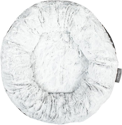Fringe Studio Mudcloth Dabs Charcoal Small Circle Pet Bed 18"- Poly Filled with Faux Fur Interior - Machine Washable (200029)