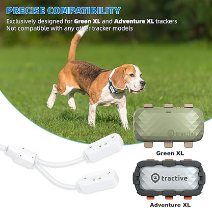 2-in-1 Magnetic Fast Charging Cable | Compatible with Tractive GPS Tracker for Dogs | Durable USB Charger Cord for Pet Smart GPS Devices (White)