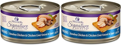 Wellness CORE Signature Selects Shredded Adult Wet Cat Food,Natural,Protein-Rich,Grain Free,2.8 Ounce (Chicken & Chicken Liver),(Pack of 24)