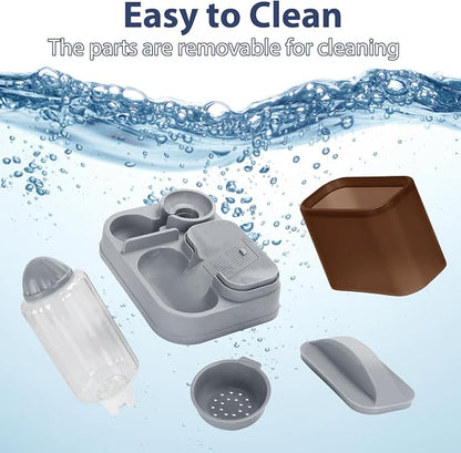 Yummy Sam Automatic Small Pet Feeder and Water Dispenser, 2 in 1 Gravity Cat Auto Pet Feeder and Waterer Set Feeder Dish for Small Medium Pets Dog Puppy Kitten (Brown·)