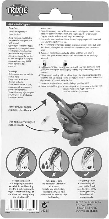 TRIXIE Pet Grooming Nail Clippers, for Small Dogs, Cats, Small Animals, and Birds, 3" (8cm)