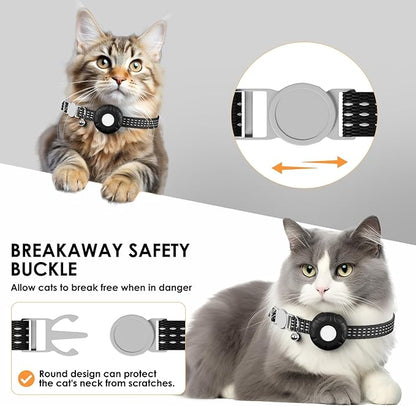 Cat Tracker, GPS Tracker, Compatible with Apple Find My App(Only iOS), Real-Time Location, Pet Tracker No Subscription Required,Territory & Location History, Breakaway Collar Included, Black