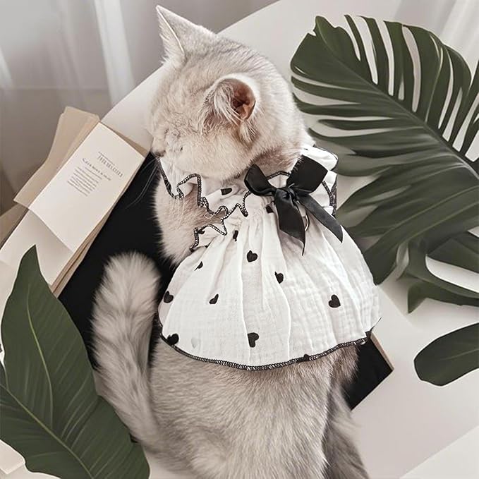 Dog Dresses for Small Dogs Girl Female Dog Cat Clothes Dress Cute Cotton Extra Summer Clothes Bow Decor Printed Love Birthday Outfit Puppy Clothes (Light Pink & Black, Large)